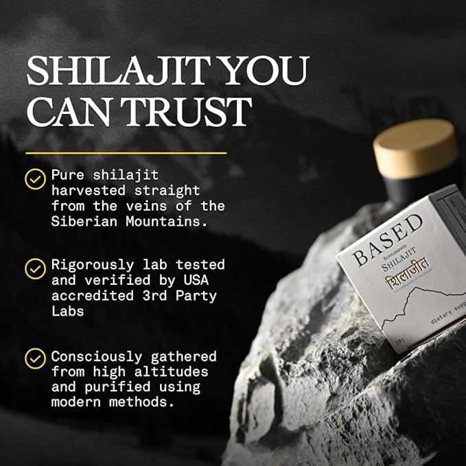 Based Shilajit | Pure Shilajit Resin with Max Potency Energy &amp Immune Support for Men and Women | Rich in Fulvic Acid and 85+ Trace Minerals 60 Servings