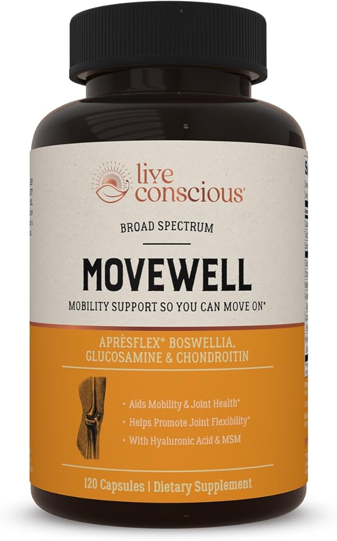 Live Conscious Glucosamine Chondroitin with MSM Hyaluronic Acid and More - MoveWell Joint Health Supplement