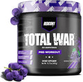REDCON1 Total War Pre Workout Grape - Fast Acting Caffeinated Preworkout for Men + Women with Beta Alanine - Contains Citrulline Malate for Increased Pump Blood Flow (30 Servings)