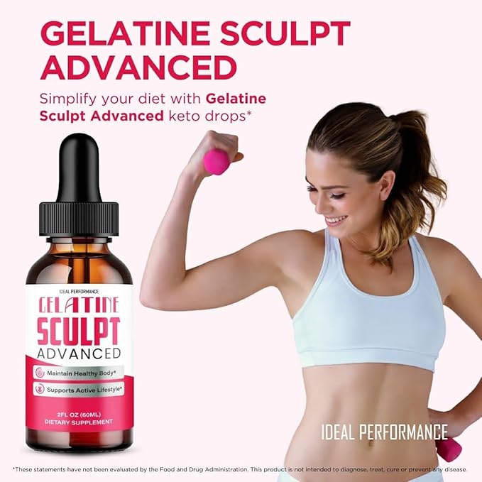 Gelatine Sculpt Drops Official Gelatine Sculpt Supplement Dropper All Natural Keto Liquid Droppers Advanced Formula Sustain Active Lifestyle &amp Fitness Goals GelatineSculpt Reviews (3 Pack)