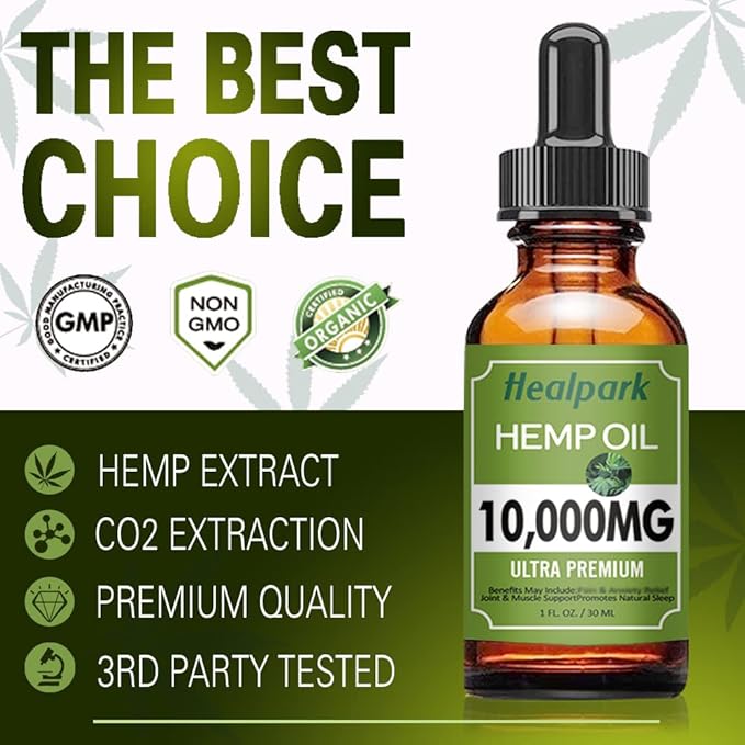 (2 Pack 10000mg) Hemp Oil - Natural Hemp Seed Extract Hemp Drops Rich in Vitamin &amp Omega 3 6 9