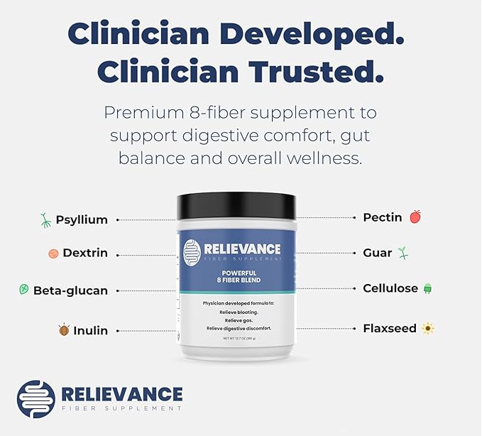 Fiber Supplement Two-Pack Premium 8 Fiber Blend Physician-Developed Plant-Based No Artificial Fillers or Sweeteners Gluten-Free Dairy-Free 120 Servings 4-Month Supply