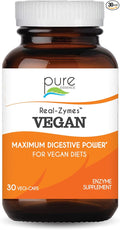 Real-Zymes™ VEGAN Digestive Enzymes Supplement with Probiotics for Better Digestion - Natural Support for Relief of Bloating Gas Belching Diarrhea Constipation IBS etc. - 30 Caps