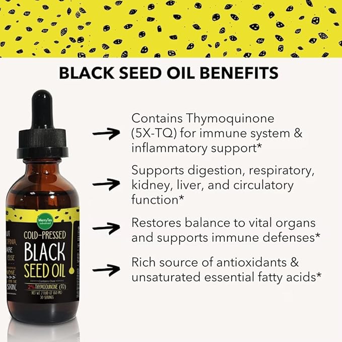 Black Seed Oil | 3 Times Thymoquinone | Cold-Pressed | Nigella Sativa - Turkish | Super Antioxidant to Support Immunity Joints Digestion Hair Skin &amp Nails | Glass Bottle | 2 oz