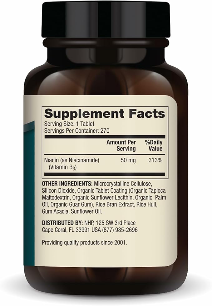 Dr. Mercola Niacinamide Vitamin B3-50 mg per Tablet - Supports Metabolic Health - Non-Flushing - Mini Tabs - Non-GMO Gluten-Free &amp Soy-Free - 270 Servings (90 Tablets)