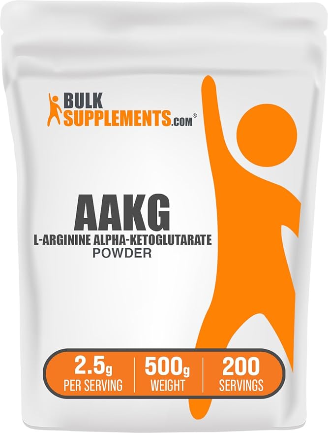 BulkSupplements.com AAKG Powder - Arginine AKG Supplement Nitric Oxide Supplement Unflavored &amp Gluten Free 2.5g per Serving 500g (1.1 lbs) (Pack of 1)