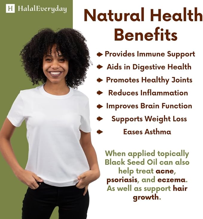 HalalEveryDay Organic Black Seed Oil - USDA Certified Cold Pressed Glass Bottle Over 1.5% 3X Thymoquinone Turkish Black Cumin Nigella Sativa Non-GMO 100% Pure Blackseed Oil (16oz Glass)