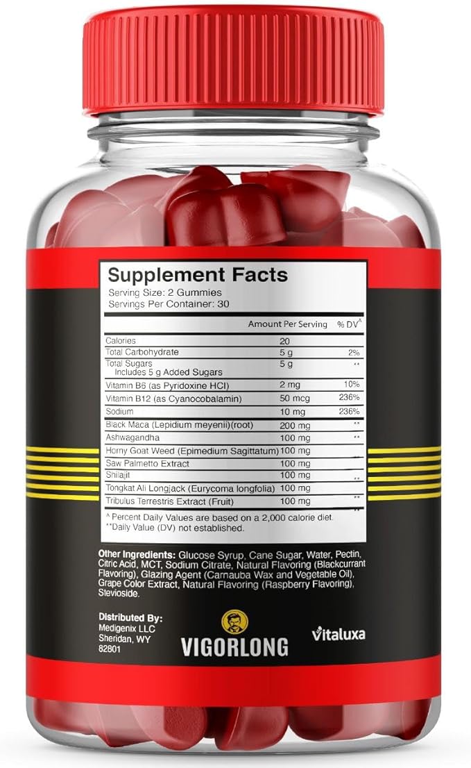 (5 Pack) Vigorlong Gummies Maximum Strength All Natural Advanced Formula Performance Blend Supplement for Health and Wellness Reviews (300 Gummies)