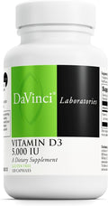 DAVINCI Labs Vitamin D3 5000 IU - Dietary Supplement to Support Healthy Teeth and Bones Cardiovascular Function and Immune Health* - with 5000 IU per Serving - Gluten-Free - 120 Capsules