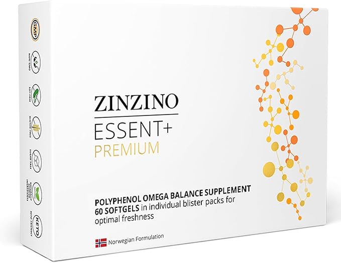Essent+ Premium Advanced Polyphenol Omega Balance with Fish Oil Glycerin Cold-Pressed Extra Virgin Olive Oil Vitamin D - 60 Softgels