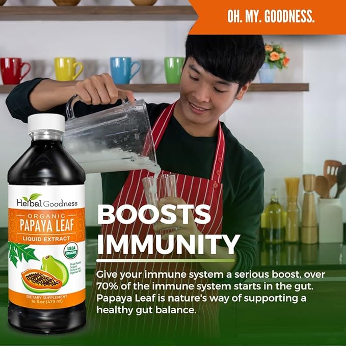 Papaya Leaf Extract for Platelets &amp Papaya Enzyme Bundle – 10X Digestive Capsules &amp 15X Liquid Platelet Support – Immune Gut and Digestive Health