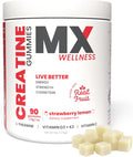 Creatine Monohydrate Gummies for Men &amp Women – Real Fruit Gummy Supplement for Muscle Growth Recovery Longevity Cognitive Health &amp Memory – 90 Chews (90 Gummies Strawberry Lemon)