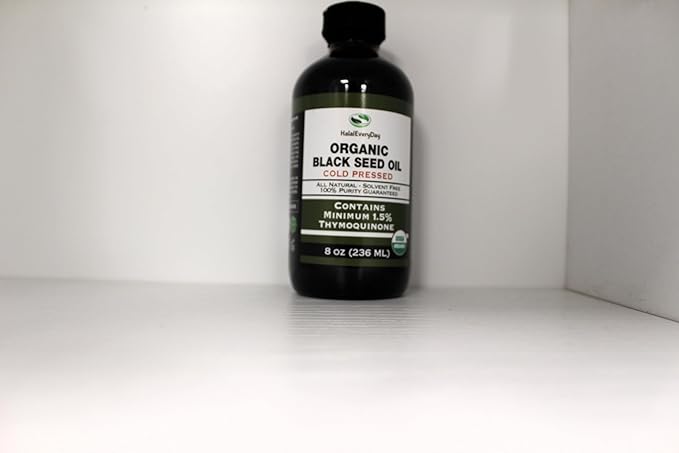 Organic Black Seed Oil - USDA Certified Cold Pressed Glass Bottle Over 1.5% Thymoquinone 3X strength Turkish Black Cumin Nigella Sativa non-GMO 100% Pure Blackseed Oil (8oz Glass Bottle)