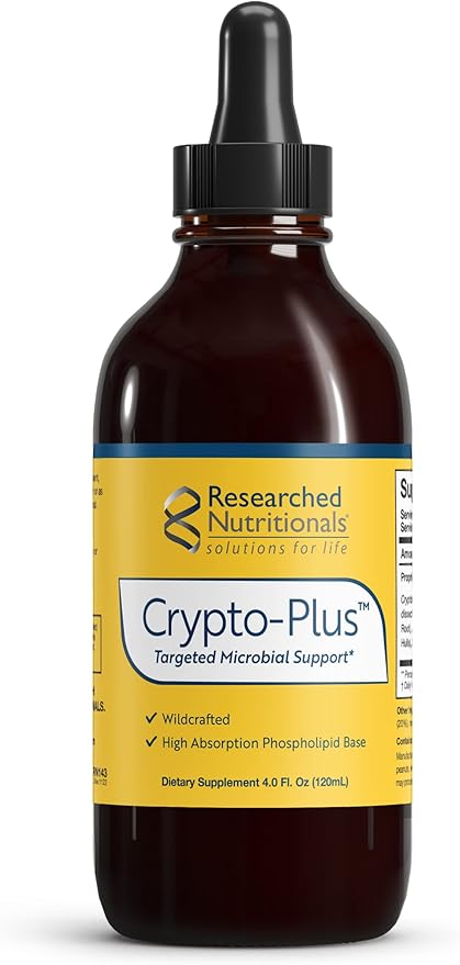Researched Nutritionals Crypto-Plus - Targeted Microbial &amp Immune Support Formula with Red Root Black Walnut Extract and Phospholipid Delivery for Maximum Nutrient Absorption (4 Fl Oz)