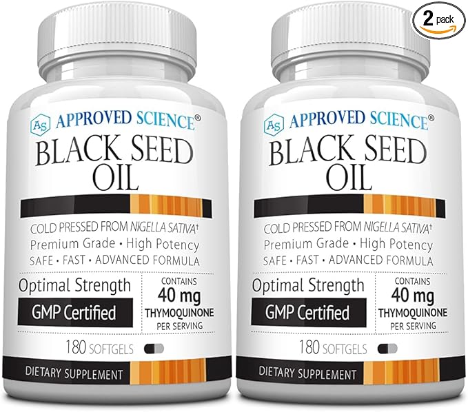 Approved Science Black Seed Oil - Cold Pressed Nigella Sativa - Boost Immunity Respiratory Cognitive and Digestive Health - 2% Thymoquinone - 360 Softgels - Made in The USA