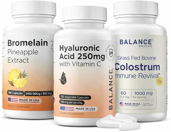 Bromelain + Hyaluronic Acid + Colostrum Complete Digestive Mobility &amp Gut Wellness Bundle