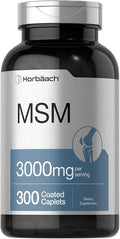 Horbäach MSM Supplement | 3000mg | 300 Coated Caplets | Methylsulfonylmethane with Calcium | Vegetarian Non-GMO Gluten Free