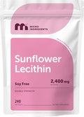 Micro Ingredients Sunflower Lecithin 2400mg 240 Softgels | Natural Sunflower Seed Oil Source with Phosphatidylcholine | Soy Free Lecithin Supplement | Non-GMO No Gluten