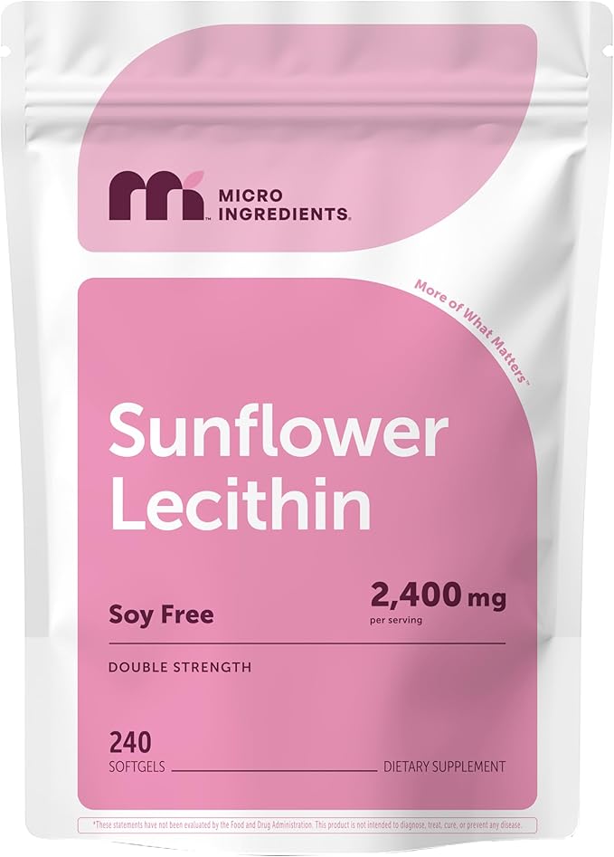 Micro Ingredients Sunflower Lecithin 2400mg 240 Softgels | Natural Sunflower Seed Oil Source with Phosphatidylcholine | Soy Free Lecithin Supplement | Non-GMO No Gluten