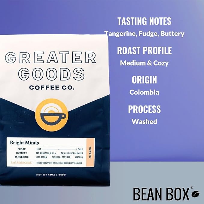 Bean Box Coffee Sampler - Roasted by Greater Goods 4-Pack Freshly Ground Coffee Gourmet Coffee