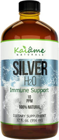 Kaiame Naturals Colloidal Silver Ionic Silver Solution 10 PPM Large 32 oz Glass Bottle Natural Immune Support Supplement Safe for Adults Children and Pets