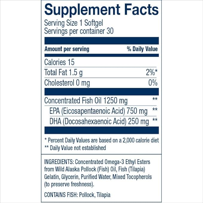 Wiley's Finest Wild Alaskan Fish Oil Peak EPA - Triple Strength Peak EPA &amp DHA Supplement - 1000mg Fish Oil - Omega-3s for Joint Health Support - 30 Softgels (30 Servings)