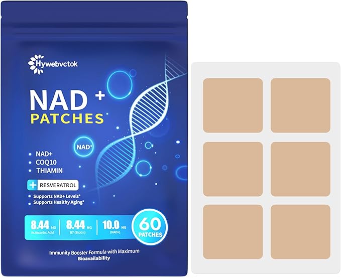NAD Patches for Women &amp Men 60 Count NAD+ Boost Patch for Anti-Aging Wellness and Energy Support Extra Strengthwith NMNCoQ10Thiamine &amp Resveratrol