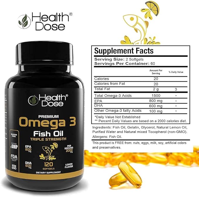 Premium Immune Support Bundle by Health Dose Omega 3 Fish Oil Triple Strength Gluten-Free Non-GMO 120 Softgels + Elderberry Plus 11 in 1 Defense Immune Support Booster 120 Chlorophyll Capsules.