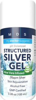 Colloidal Silver Gel Burn and Wound Care with Aloe Vera - 30ppm pH Balanced Formula Helps Soothe Burns Sores &amp Eczema - Structured Silver - Made in USA (3.38 oz)