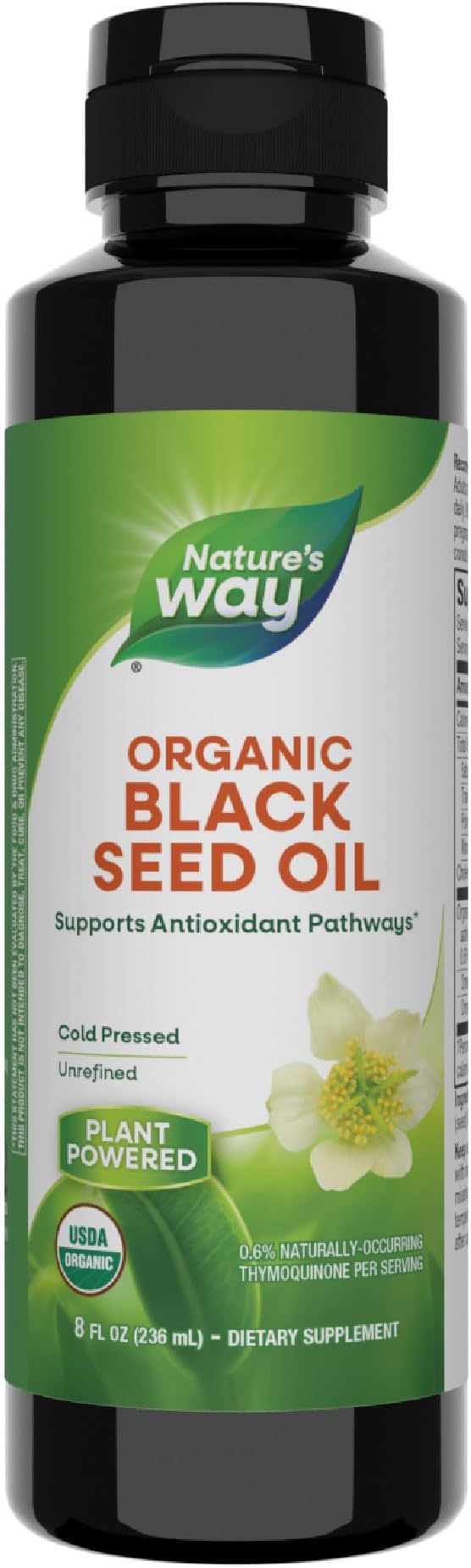 Nature's Way Organic Black Seed Oil Supports Antioxidants Pathways* Cold-Pressed Vegan Gluten Free 8 fl oz (Packaging May Vary)