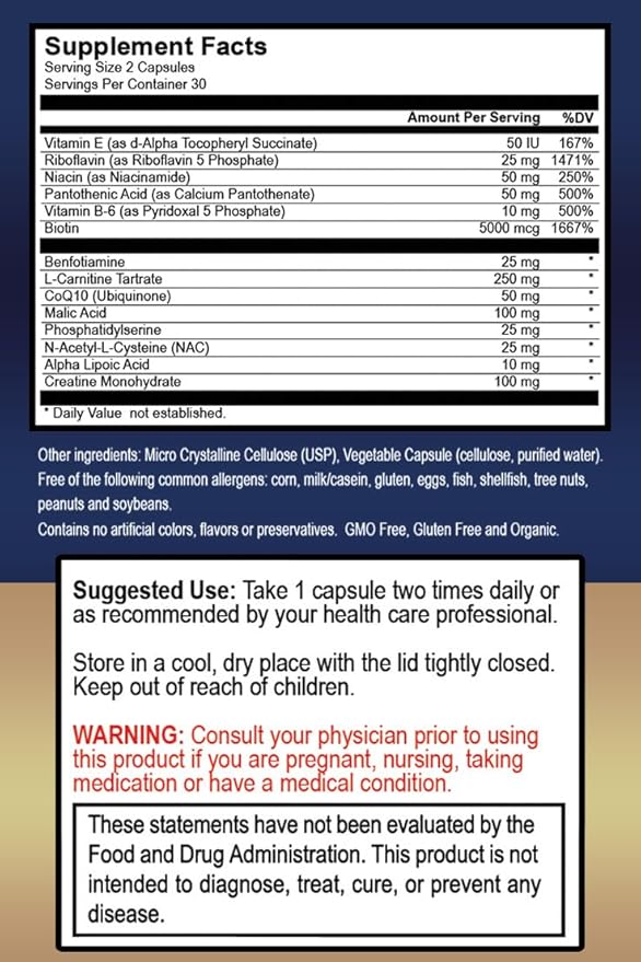True Healing Naturals - Mito Rescue Mitochondrial Support Supplements 60 Vegetarian Capsules