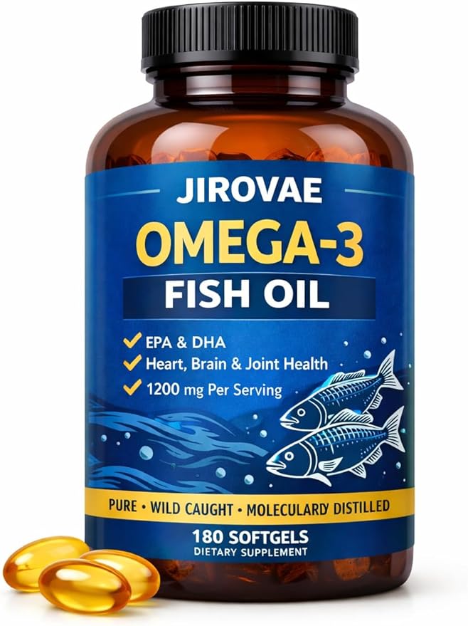 Omega-3 Fish Oil 1200 mg with 360 mg Omega-3 per Serving Rapid Release Softgels EPA &amp DHA Unflavored 180 Count