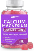 Sugar Free Calcium Gummies Supplement 600mg Calcium Magnesium Zinc Gummies with Vitamin D3 K2 Potassium High Absorption CA Gummy for Bone Teeth &amp Muscle