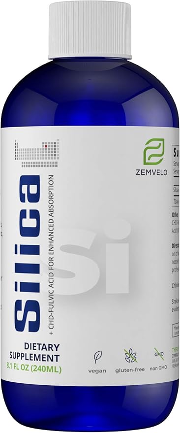 Liquid Ionic Silica - Hair Skin &amp Nails Nutrition | Collagen Support | Joint Support for Health Tendons &amp Cartilage | 8 oz 48 Day Supply