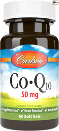 Carlson - Co-Q10 Co-Enzyme Q10 50 mg Energy Production &amp Heart Function 60 Softgels
