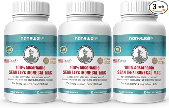 NANOWELL Sean Lee's iBone Cal Mag 120 Vegetable Capsules X 3 Bottles for 3 Months - Bone Health Calcium Supplement (360 Count)
