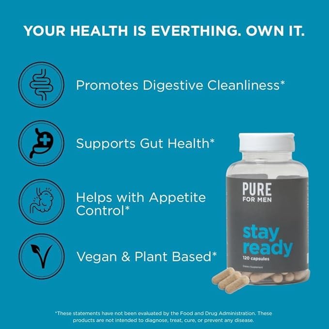 Pure for Men Stay Ready Fiber (120 Count) Bum Balm &amp Reset (30 Count) Bundle