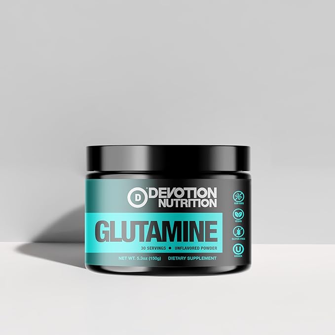Devotion Nutrition Pure L-Glutamine Powder – 5 g per Serving 30 Servings Unflavored Amino Acid Supplement for Recovery Gut &amp Immune Support – Vegan Gluten-Free Non-GMO Kosher Made in USA
