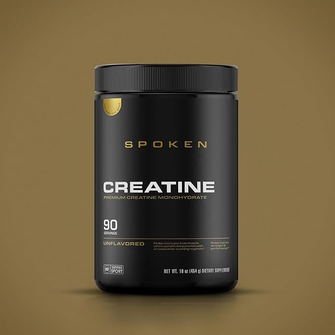 Spoken Nutrition Creatine Monohydrate Build Lean Muscle Mass and Improve Recovery Unflavored Powder 90 Servings Strength &amp Performance Support