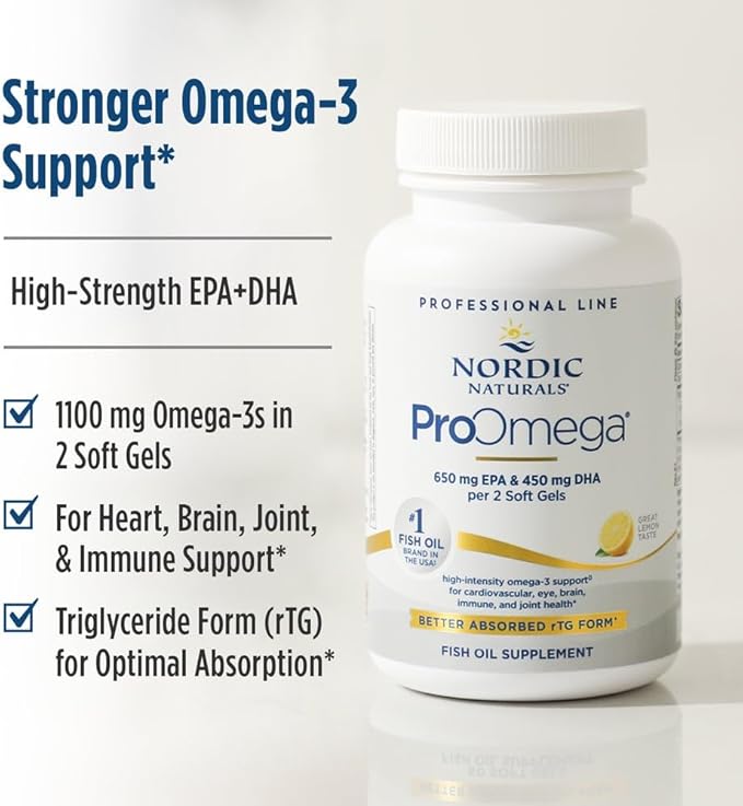 Nordic Naturals ProOmega Lemon Flavor - 90 Soft Gels - 1280 mg Omega-3 - High-Potency Fish Oil with EPA &amp DHA - Promotes Brain Eye Heart &amp Immune Health - Non-GMO - 45 Servings