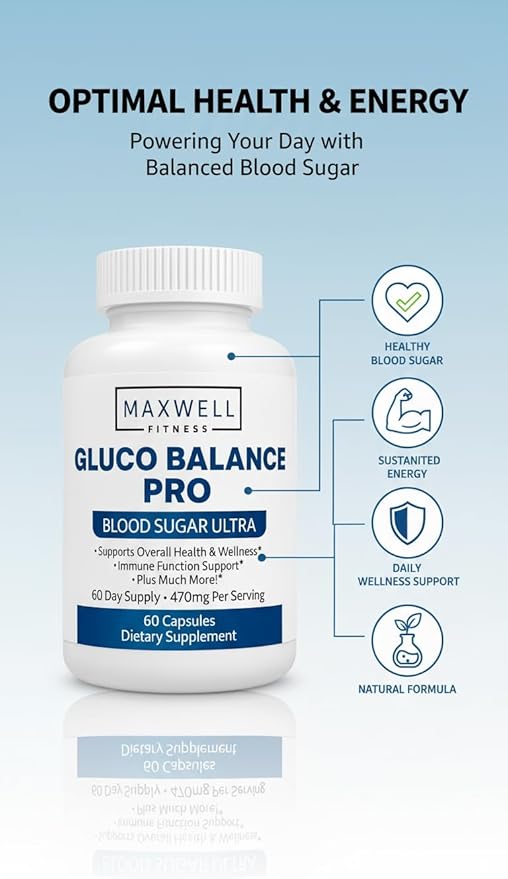 GlucoBalance Pro - Made in USA - Natural Formula to Maintain Healthy Levels Energy Management Daily Needs Formula Blood Balance Formulation 180 Capsules (3)