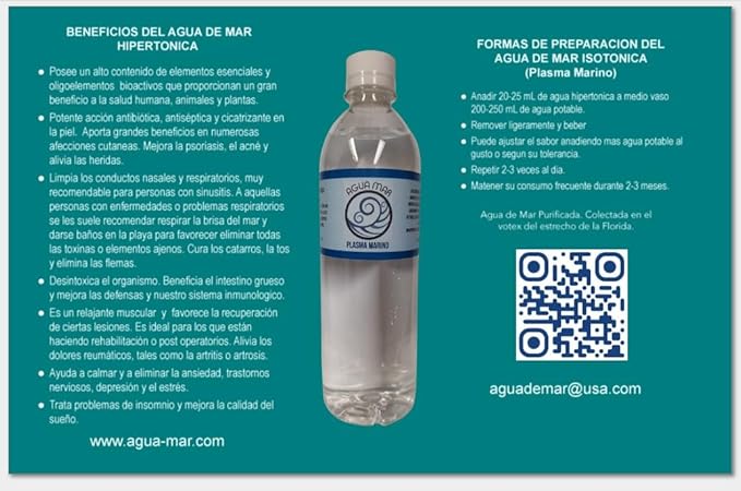 Plasma Marino - HYPERTONIC SEA WATER 16.09 oz Pack of 6