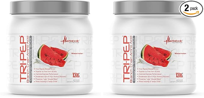 Metabolic Nutrition | TRIPEP - Tri-Peptide Branch Chain Amino Acid BCAA Powder Pre Intra Post Workout Supplement | Watermelon 400 Grams (40 Servings) (Pack of 2)