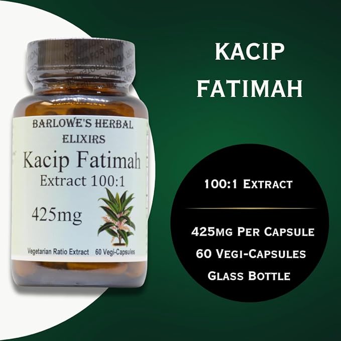 Kacip Fatimah 100:1 Extract | Labisia Pumila | Herbal Supplement for Women's Wellness | 425mg Per Capsule | 60 Vegan Capsules | Stearate-Free | Packaged in Glass