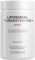 Codeage Turkesterone Supplement 4-Month Supply Hydroxypropyl-β-Cyclodextrin Liposomal Delivery Sports Pre &amp Post-Workouts Ajuga Turkestanica Vegan Gluten-Free Non-GMO - 120 Capsules