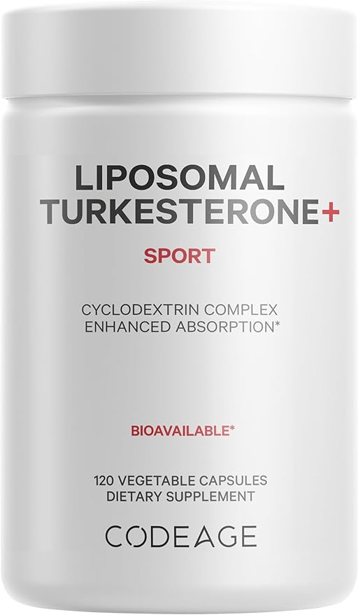 Codeage Turkesterone Supplement 4-Month Supply Hydroxypropyl-β-Cyclodextrin Liposomal Delivery Sports Pre &amp Post-Workouts Ajuga Turkestanica Vegan Gluten-Free Non-GMO - 120 Capsules