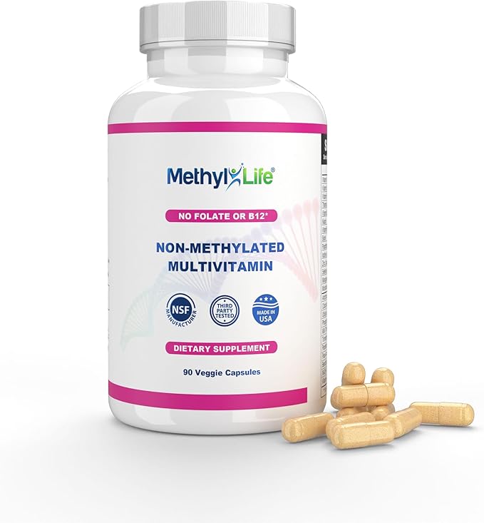 Methyl-Life® Non-Methylated Multivitamin | Essential Vitamins for Daily Energy Brain &amp Nervous System Support | Clean Label Vegan Capsules | 90 Count