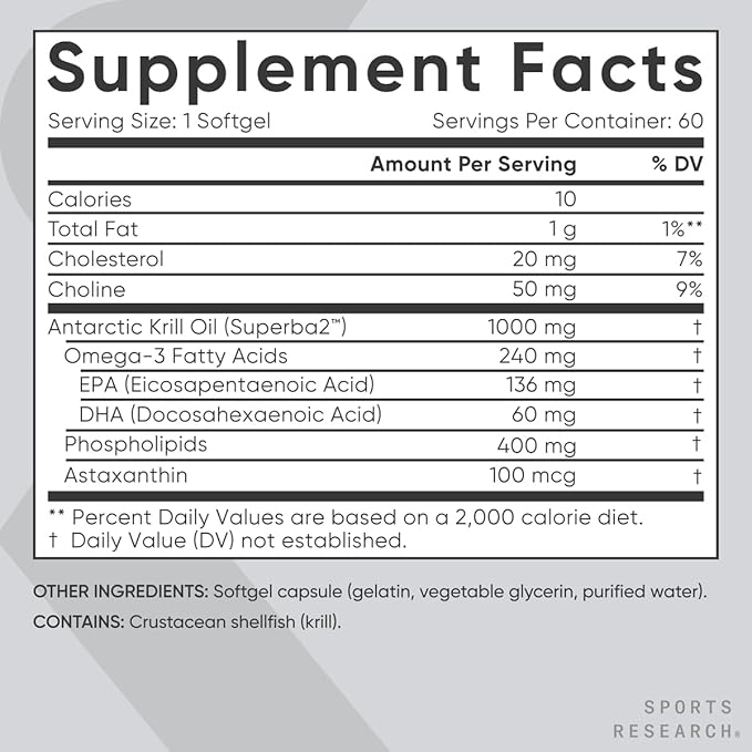 Sports Research® Brain Support Pack - Extra Strength Choline 800 mg + Krill Oil Omega 3 1000mg + High-Absorption Magtein® 2000mg