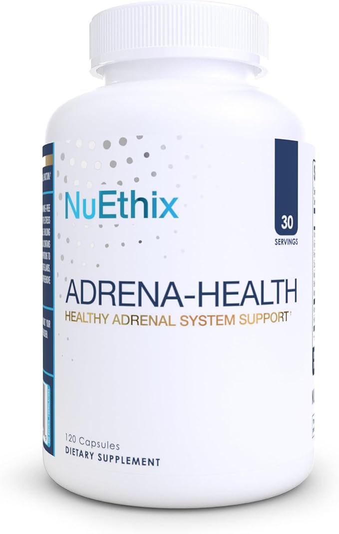 NuEthix Formulations Adrena-Health Dietary Supplement Support Cortisol Health Energy Levels Mood Moderation Adrenal Support Supplements for Women &amp Men Fatigue Supplement - 120 Capsules