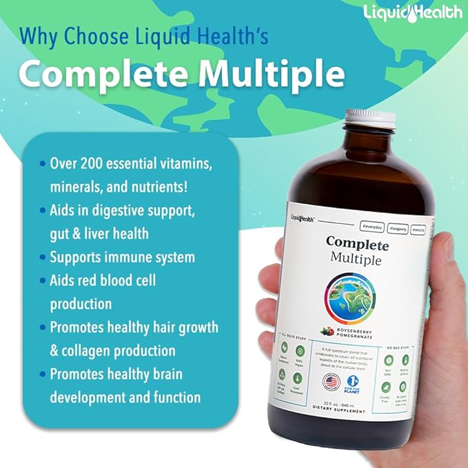 LIQUIDHEALTH Optimum Joint Glucosamine Chondroitin Supplement &amp Complete Multiple Daily Multivitamin Bundle for Men &amp Women - Immune Support Bone Joint Health Whole Foods - USA Made Vegan